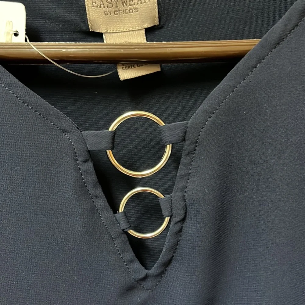 Chicos dressy navy top. Size small. Fully lined. New with tags - Picture 4 of 7